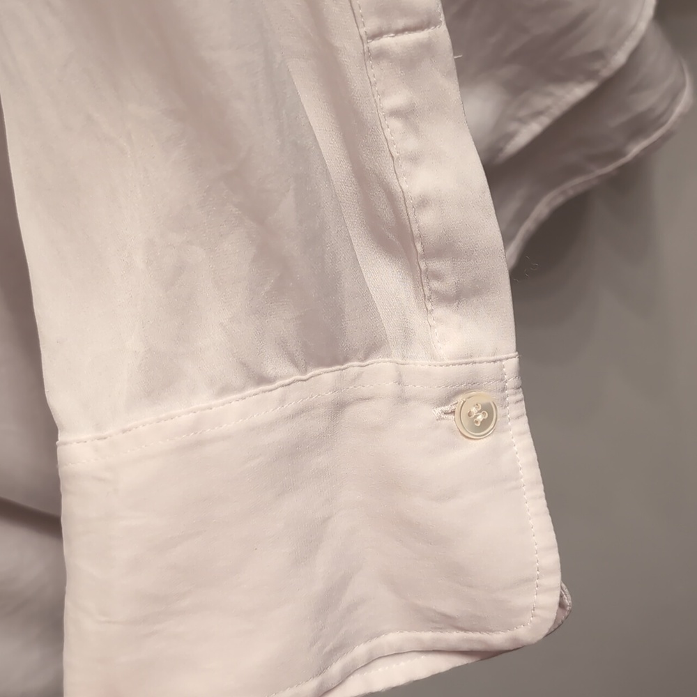 Vince Women's Plus Slim Fitted Silk Stretch Blouse White Long Sleeve 3XL - Picture 8 of 8